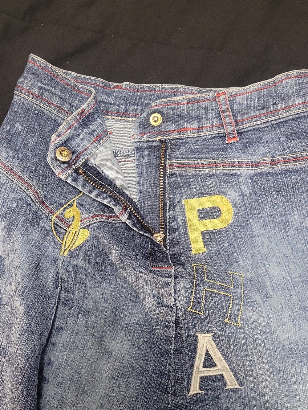 Vintage Y2K Baby Phat Size 6 Girlz Asymmetrical Acid Wash Denim Mini Skirt - Picture 2 of 7